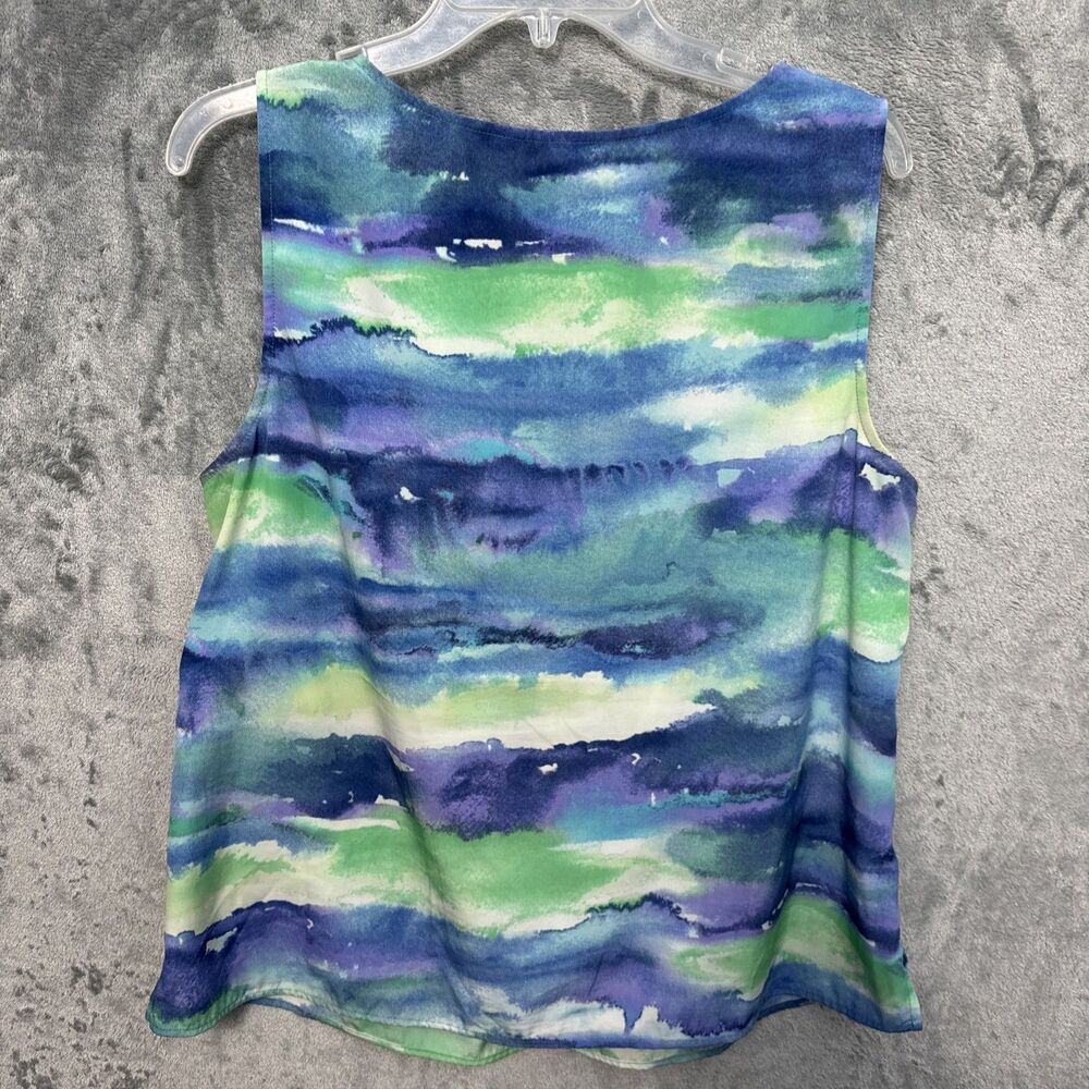 Chicos size 2 Lg Sleeveless blue green waterfall colors comfort - Picture 6 of 7